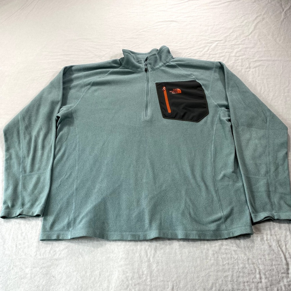 The North Face Men's Zip Up Sweater - Light Blue and Black